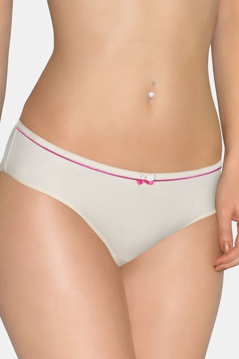 Buy Amante Low Rise Three-Fourth Coverage Bikini Panty - White Smoke